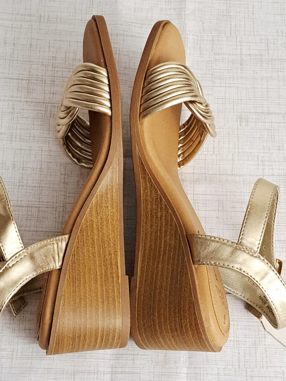 Time and Tru Gold Wedge Sandals